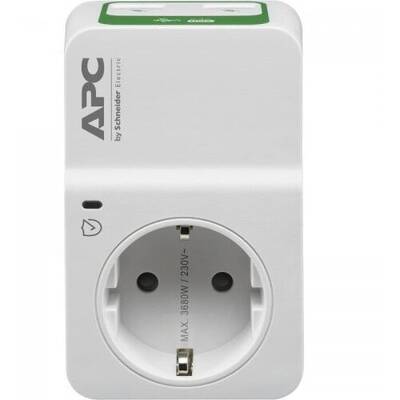 Priza cu protectie, APC Priza cu protectie PM1WU2-GR Essential SurgeArrest 1x Schuko 2x USB White