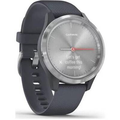 Smartwatch Garmin Vivomove 3S Sport, argintiu, curea silicon albastru granit