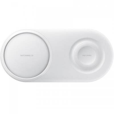 Stand de birou incarcare wireless Samsung Duo Pad, 1x USB-C, 1.2 A, White