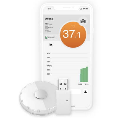 Termometru Myki Care, monitorizare Bluetooth, Wi-Fi, Alb