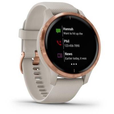 Smartwatch Garmin Venu roz-auriu, curea silicon light sand