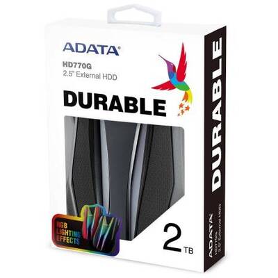 Hard Disk Extern ADATA HD770G RGB 2TB 2.5 inch USB 3.2 Black