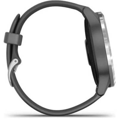 Smartwatch Garmin Vivoactive 4, argintiu, curea silicon gri, GPS + HR