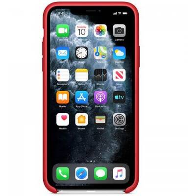 Capac protectie spate Apple Silicone Case pentru iPhone 11 Pro, Red