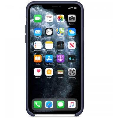Capac protectie spate Apple Silicone Case pentru iPhone 11 Pro, Midnight Blue