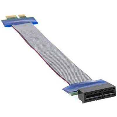 Kolink PCI-E x1 auf x1 Riser Flachband-Kabel, 19 cm - grau/blau