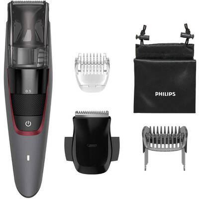 Aparat de tuns barba cu aspirare Philips Seria 7000 BT7510, lame metalice, 20 trepte, functionare 100 minute, LED, Gri