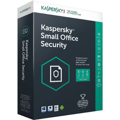 Software Securitate Kaspersky Small Office Security pentru Desktop, Mobile si File Servers European Edition, 1-FileServer, 5-Useri, Licenta 12 Luni