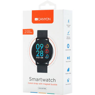 Smartwatch CANYON SW71BB negru, curea metal negru