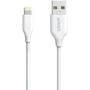 Anker PowerLine, USB Male la Lightning Male, 1.8 m, White