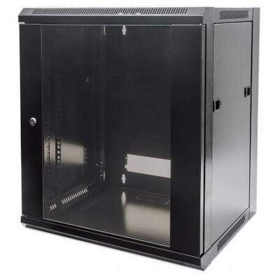 Cabinet metalic Intellinet 7711777 9U Wall mount, 570 x 500, Glass door, Negru