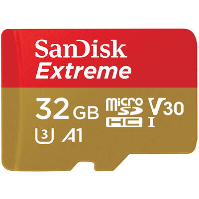 Card de Memorie SanDisk Micro SDHC Extreme 32GB UHS-I U3 V30 Class 10 100 MB/s + Adaptor SD Mobile