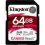 Card de Memorie Kingston SDXC Canvas React, 64GB, Clasa 10, UHS-I U3, V30