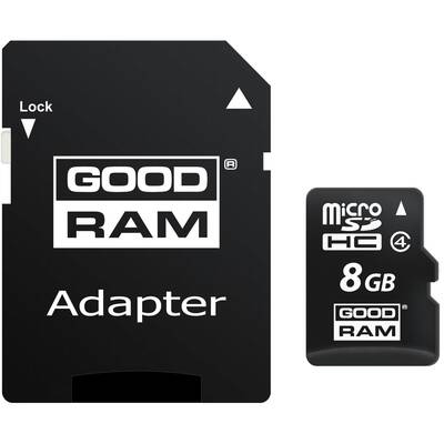 Card de Memorie GOODRAM Micro SDHC, 8GB, Clasa 4 + Adaptor