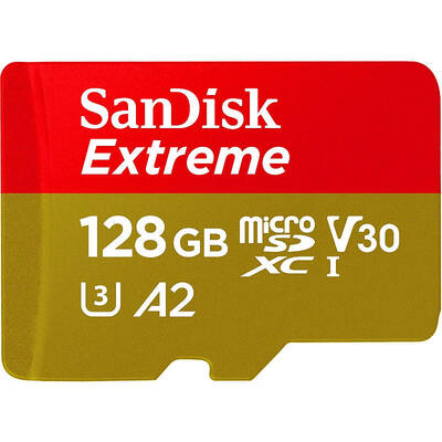 Card de Memorie SanDisk Micro SDXC Extreme 128GB UHS-I U3 V30 Class 10 160 MB/s + Adaptor SD Mobile