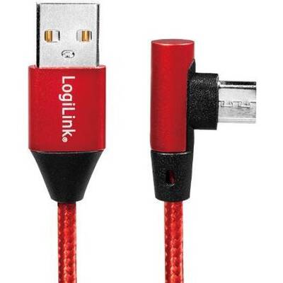 Logilink USB 2.0 to micro-USB (90° angled) male, red, 1m