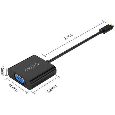Adaptor Orico XD-122 USB Tip-C Male la VGA Female, negru