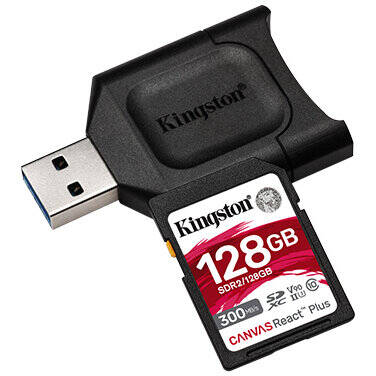 Card de Memorie Kingston SDXC UHS-II U3 Canvas React PLUS 128GB Clasa 10 + cititor USB
