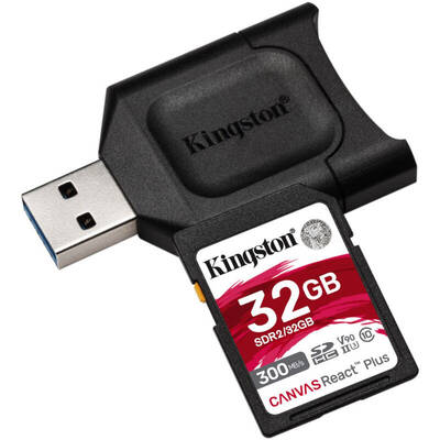 Card de Memorie Kingston SDHC UHS-II U3 Canvas React PLUS 32GB Clasa 10 + cititor USB