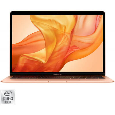 Laptop Apple 13.3'' MacBook Air 13 with Retina True Tone, Ice Lake i3 1.1GHz, 8GB DDR4X, 256GB SSD, Intel Iris Plus, macOS Catalina, Gold, RO keyboard, Early 2020