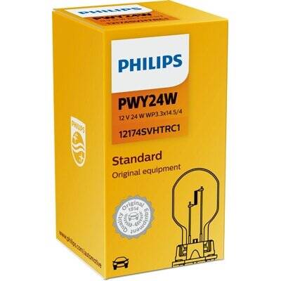 Philips Bec, semnalizator PWY24W, WP3,3x14,5/4, 12V, 24W, 12174SVHTRC1, Set 10 buc, Pret/Buc