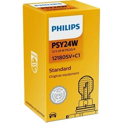 Philips SilverVision Bec, semnalizator PSY24W, PG20/4, 12V, 24W, 12180SV+C1, Set 10 buc, Pret/Buc