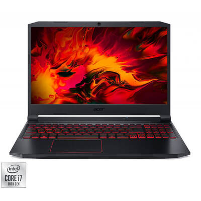 Laptop Acer Gaming 15.6'' Nitro 5 AN515-55, FHD IPS 144Hz, Procesor Intel Core i7-10750H (12M Cache, up to 5.00 GHz), 16GB DDR4, 512GB SSD, GeForce RTX 2060 6GB, No OS, Obsidian Black