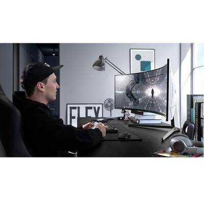 Monitor Samsung LED Gaming Odyssey G9 LC49G95TSSUXEN Curbat 49 inch 1 ms Alb HDR G-Sync Compatible 240 Hz