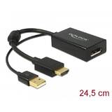 Adaptor DELOCK 62667, HDMI-A tata > DisplayPort 1.2 mama negru