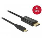 Adaptor DELOCK 85256, tata USB Type-C > conector tata DisplayPort (DP Alt Mode) 4K la 60 Hz, de 2 m, negru