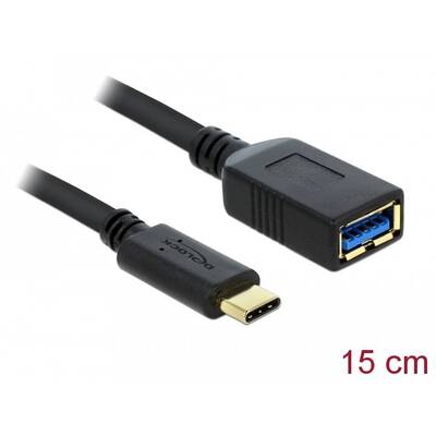 Adaptor DELOCK 65634, SuperSpeed USB (USB 3.1, Gen 1) USB Type-C male > USB Type A female 15 cm black