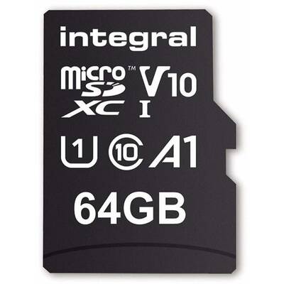 Card de Memorie Integral 64GB MICRO SDXC 100V10, Read 100MB/s U1 V10 + ADAPTER