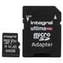 Card de Memorie Integral 64GB MICRO SDXC 70V30, Clasa 10 UHS-I + Adaptor SD