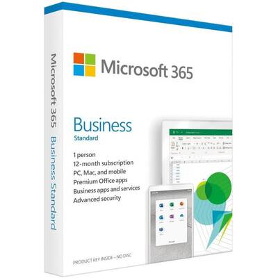 Microsoft Aplicatie 365 Business Standard, Engleza, Subscriptie 1 An, 1 Utilizator, Medialess Retail