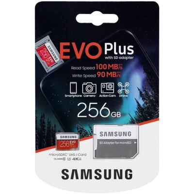 Card de Memorie Samsung Micro SDXC EVO Plus UHS-1 (2020) Clasa 10 256GB + Adaptor SD