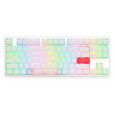 Tastatura Ducky Gaming One 2 TKL Pure White RGB Cherry MX Silent Red Mecanica