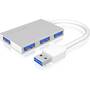 Hub USB RaidSonic ICY BOX USB 3.0 4-Port Silver/White Thin