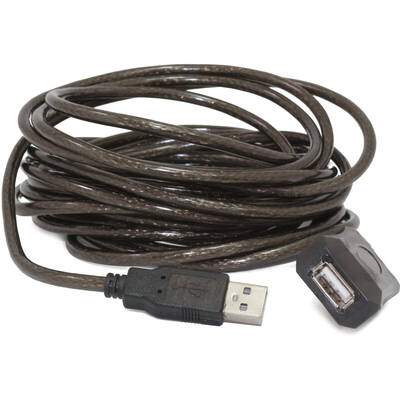 Gembird prelungitor, USB 2.0 (T) la USB 2.0 (M),  5m, activ (permite folosirea unui cablu USB lung), Negru "UAE-01-5M"