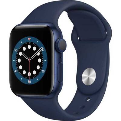 Smartwatch Apple Watch 6, Aluminium 40 mm, corp albastru inchis, curea silicon, albastru inchis + GPS