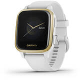 Smartwatch Garmin Venu Sq, aluminiu auriu, curea silicon alb