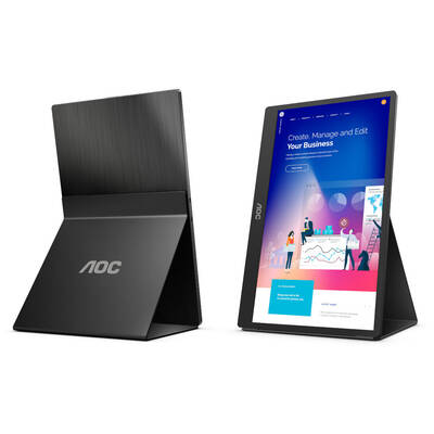 Monitor AOC Portabil 16T2 Touchscreen 15.6 inch 4 ms Negru 60 Hz
