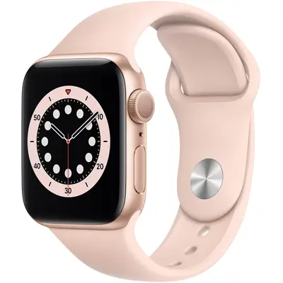 Smartwatch Apple Watch 6, GPS, Carcasa Gold Aluminium 40mm, Pink Sand Sport Band