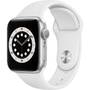 Smartwatch Apple Watch 6, GPS, Carcasa Silver Aluminium 40mm, White Sport Band