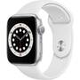 Smartwatch Apple Watch 6, GPS, Carcasa Silver Aluminium 44mm, White Sport Band