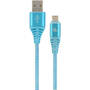 Gembird Premium cotton braided Micro-USB charging and data cable,2m,blue/white