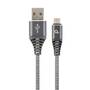 Gembird Premium cotton braided Micro-USB charging and data cable,1m,grey/white