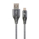 Premium cotton braided Micro-USB charging and data cable,1m,grey/white