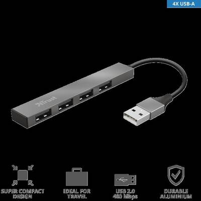 Hub USB TRUST Halyx Aluminium USB 2.0