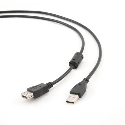 Cablu Gembird prelungitor, USB 2.0 (T) la USB 2.0 (M), 1.8m, premium, conectori auriti, negru, "CCF-USB2-AMAF-6"