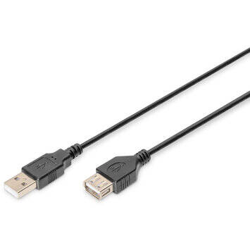 Cablu Assmann AK-300200-030-S USB 2.0 HighSpeed Extension cable USB A M plug /USB A F jack 3m black